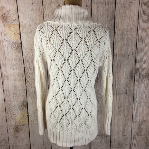 *SOLD* A.N.A. Off White Cowl Neck Knit Sweater Sz L - Picture 2 of 7